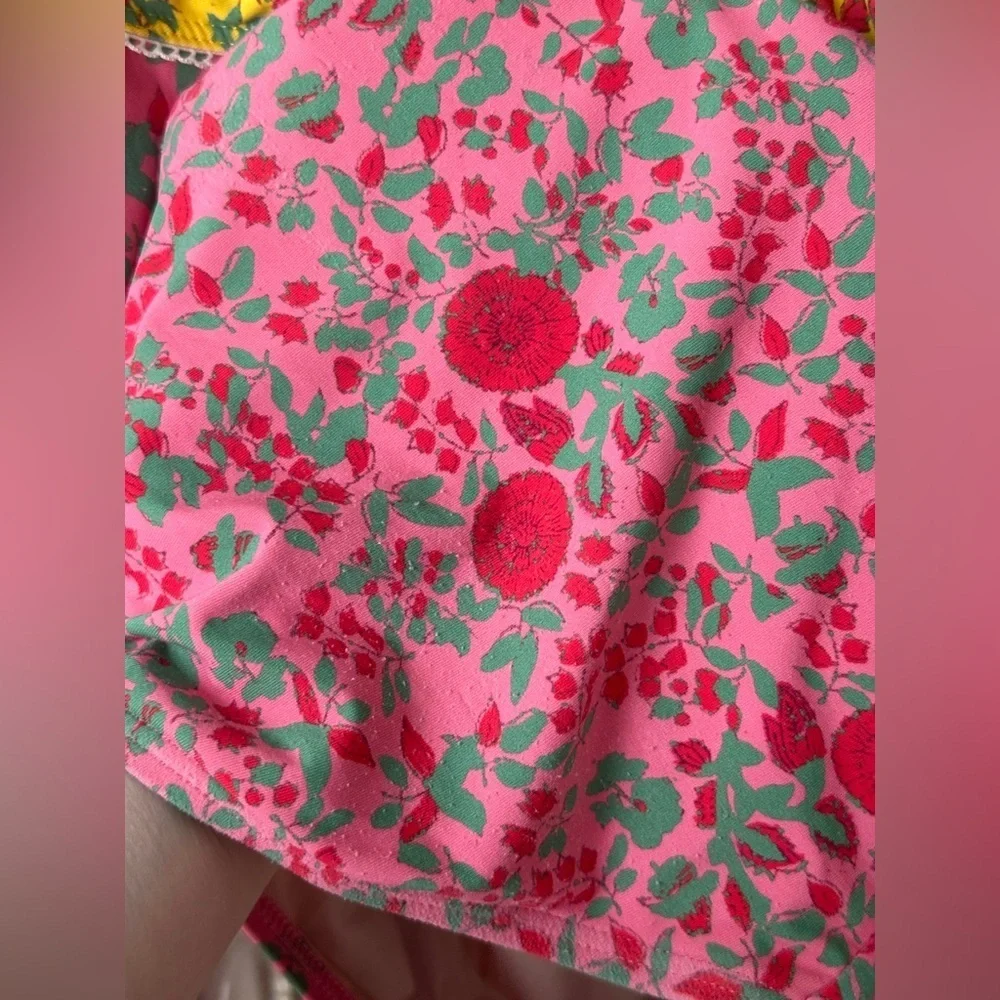 Roller Rabbit girls one piece swimsuit floral ruffle one shoulder block print